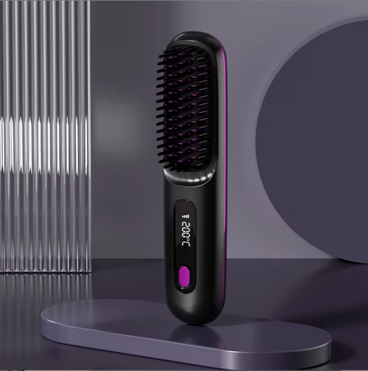 Brosse à cheveux sans fil Peigne à lisser anti-brûlure et anti-frisottis Brosse à lisser avec 3 réglages de température!!