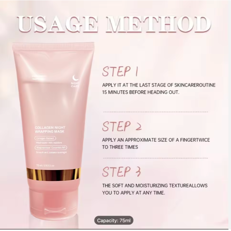 Soins de la peau coréens Masque facial pelable au collagène pour une peau éclatante !